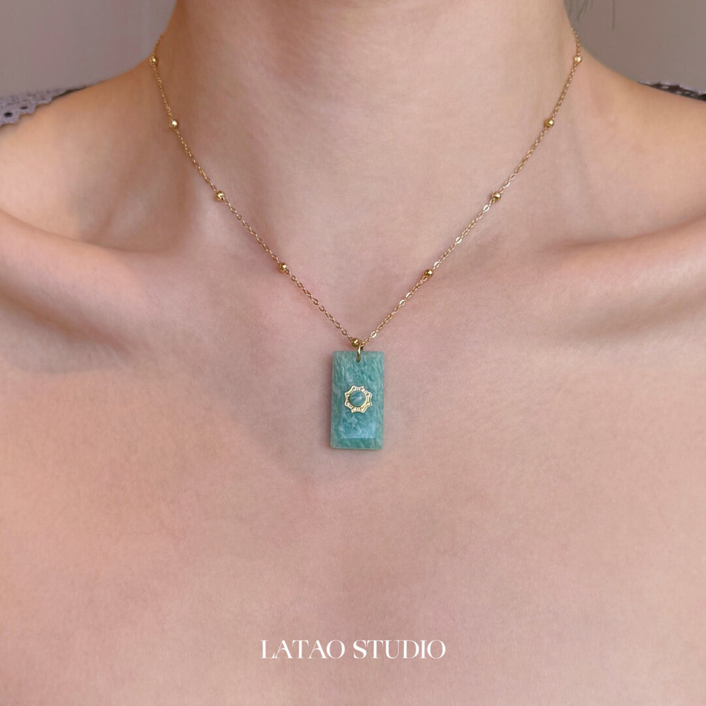 Sky Island Amazonite Beaded Stacking Necklace,Amazonite Stone Necklace,Lumivault.