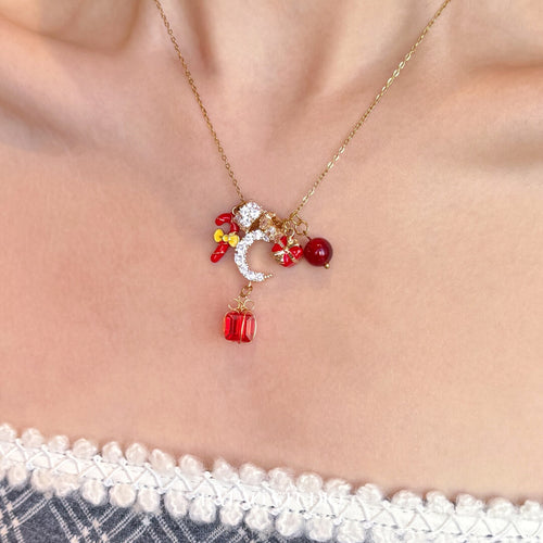 Candy House Christmas Moon Necklace,Lumivault.
