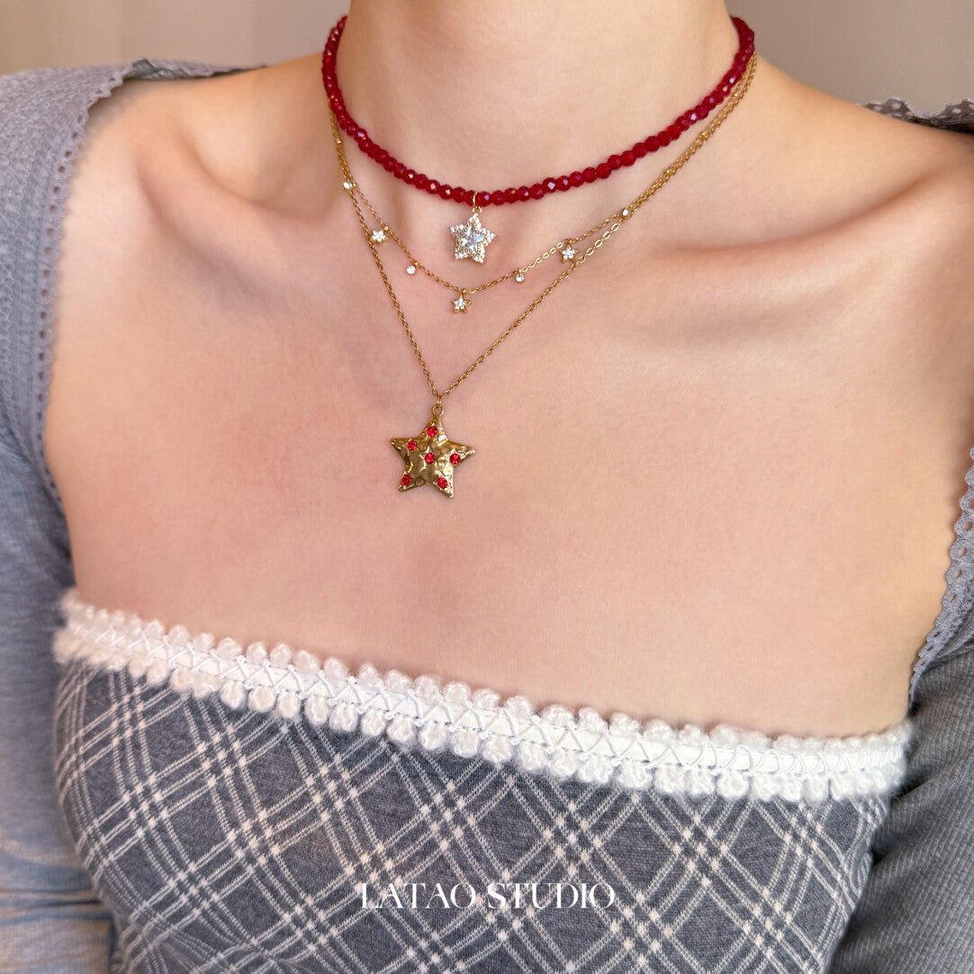 Starlight Christmas Beaded Stacking Necklace,Lumivault.