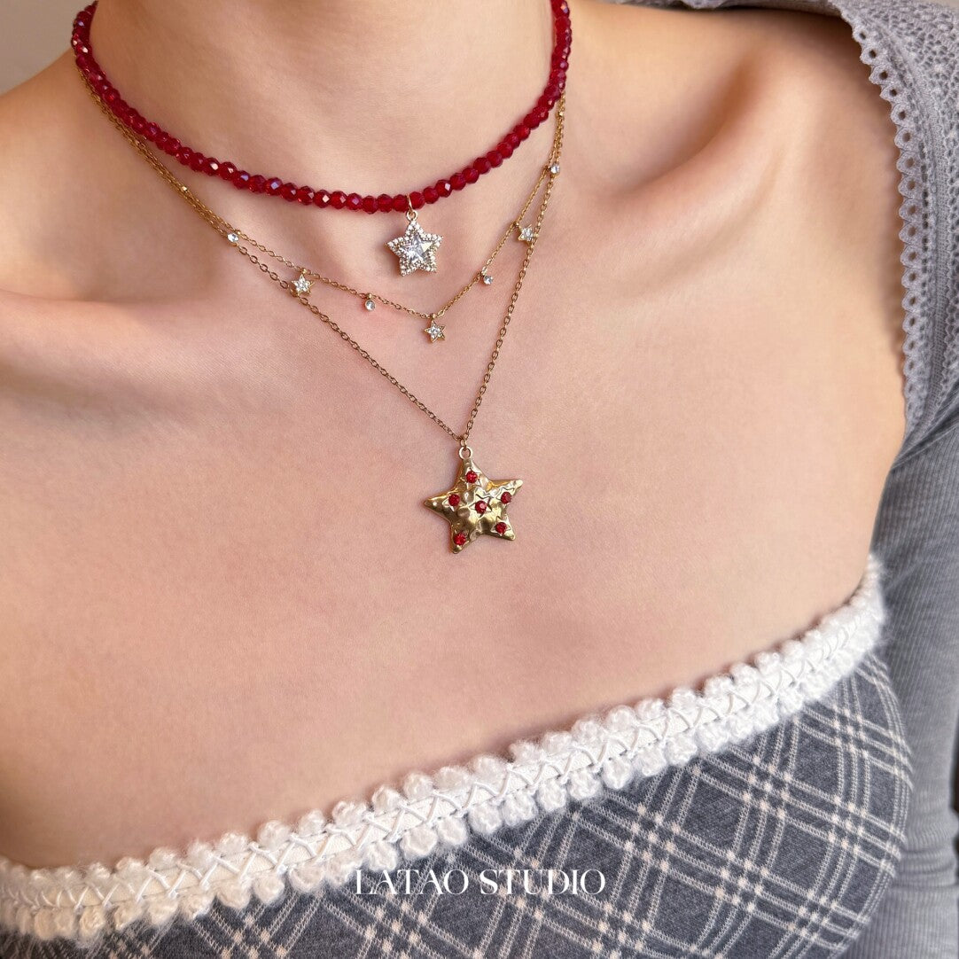 Starlight Christmas Beaded Stacking Necklace,Lumivault.