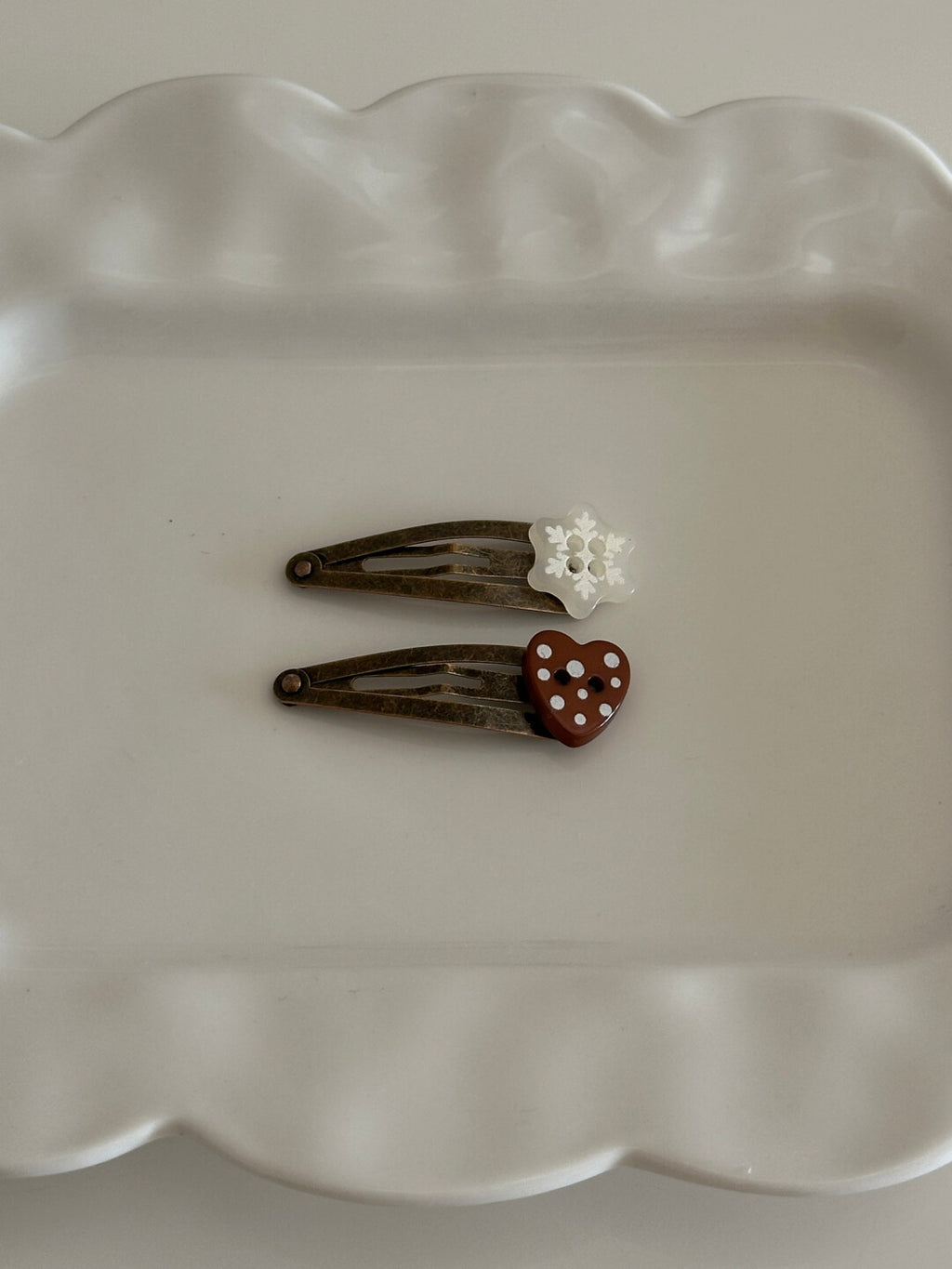 Original Handmade Retro Snowflake Heart Hairclip,A Pair (Heart + Snowflake),Lumivault.