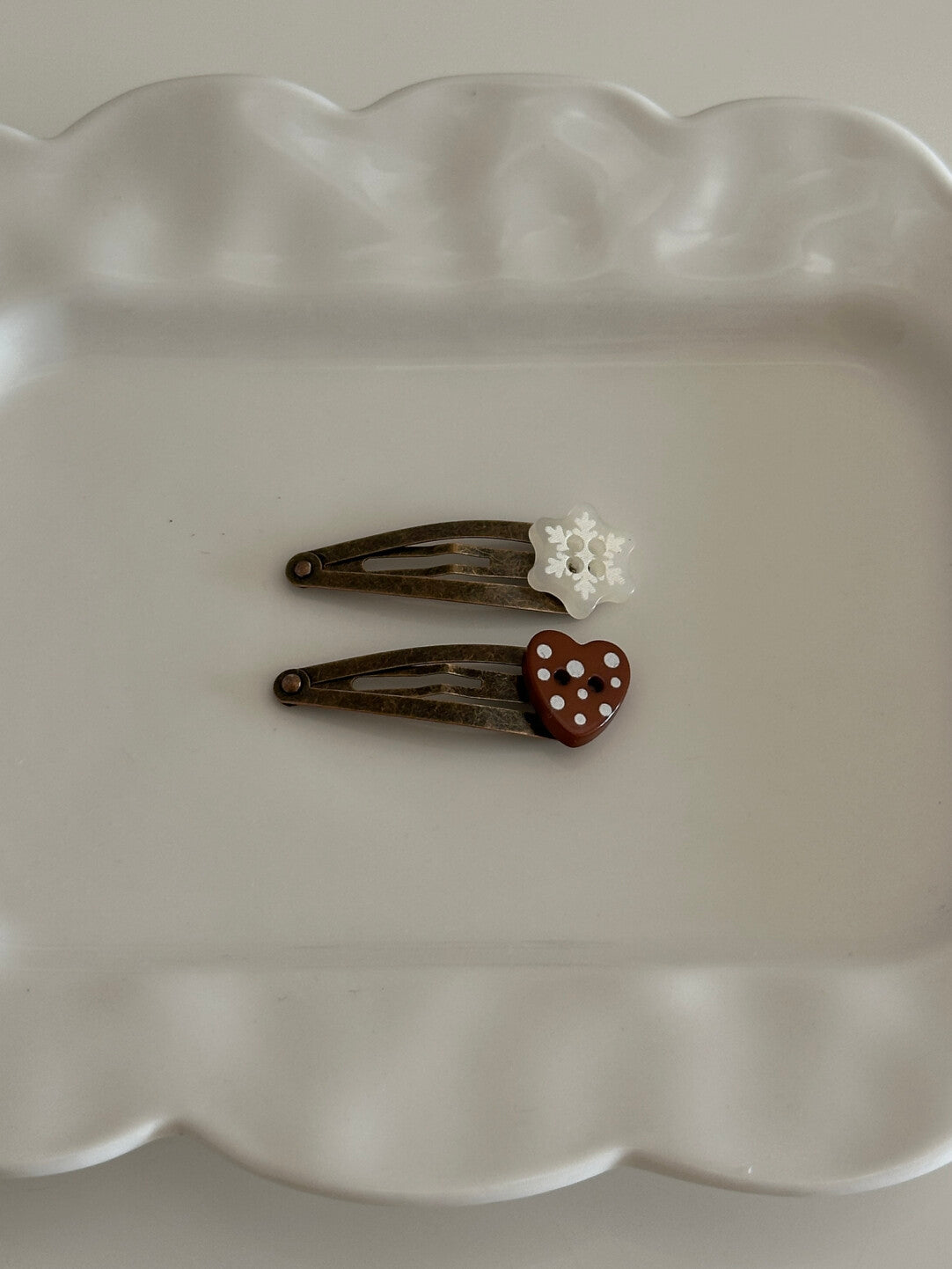 Original Handmade Retro Snowflake Heart Hairclip,A Pair (Heart + Snowflake),Lumivault.