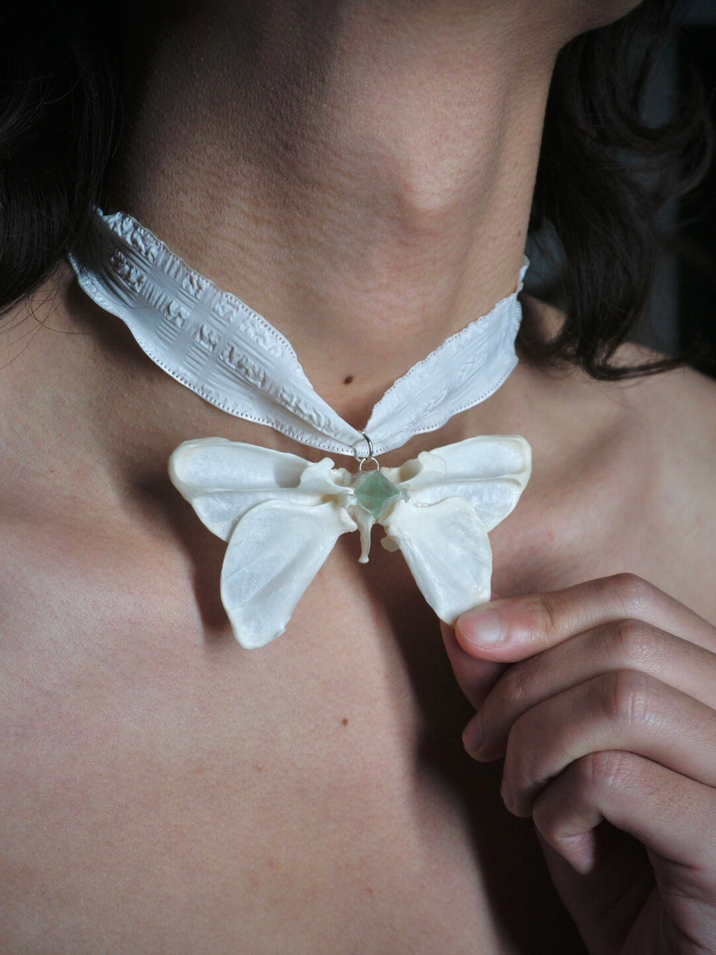 Quiet Stay White Butterfly Choker,Lumivault.