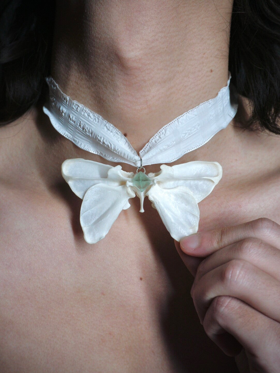 Quiet Stay White Butterfly Choker,Lumivault.