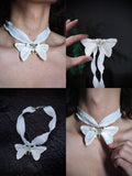 Quiet Stay White Butterfly Choker,Lumivault.