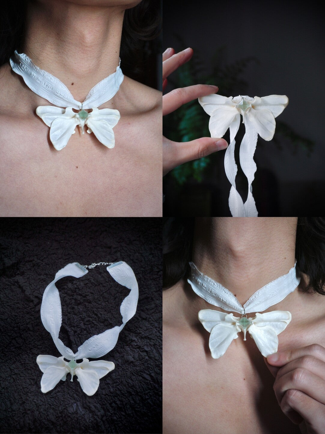 Quiet Stay White Butterfly Choker,Lumivault.
