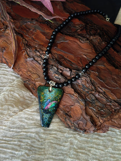 Silver Waterfall Star Stream Lacquer Necklace