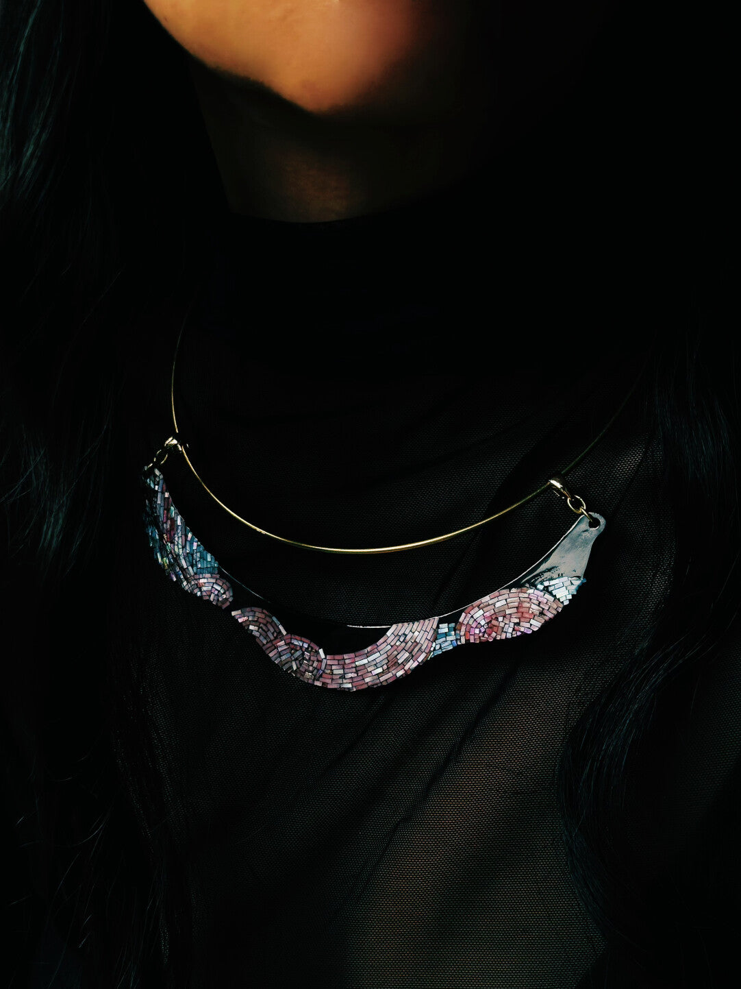Sunset Impression Lacquer Choker,Lumivault.