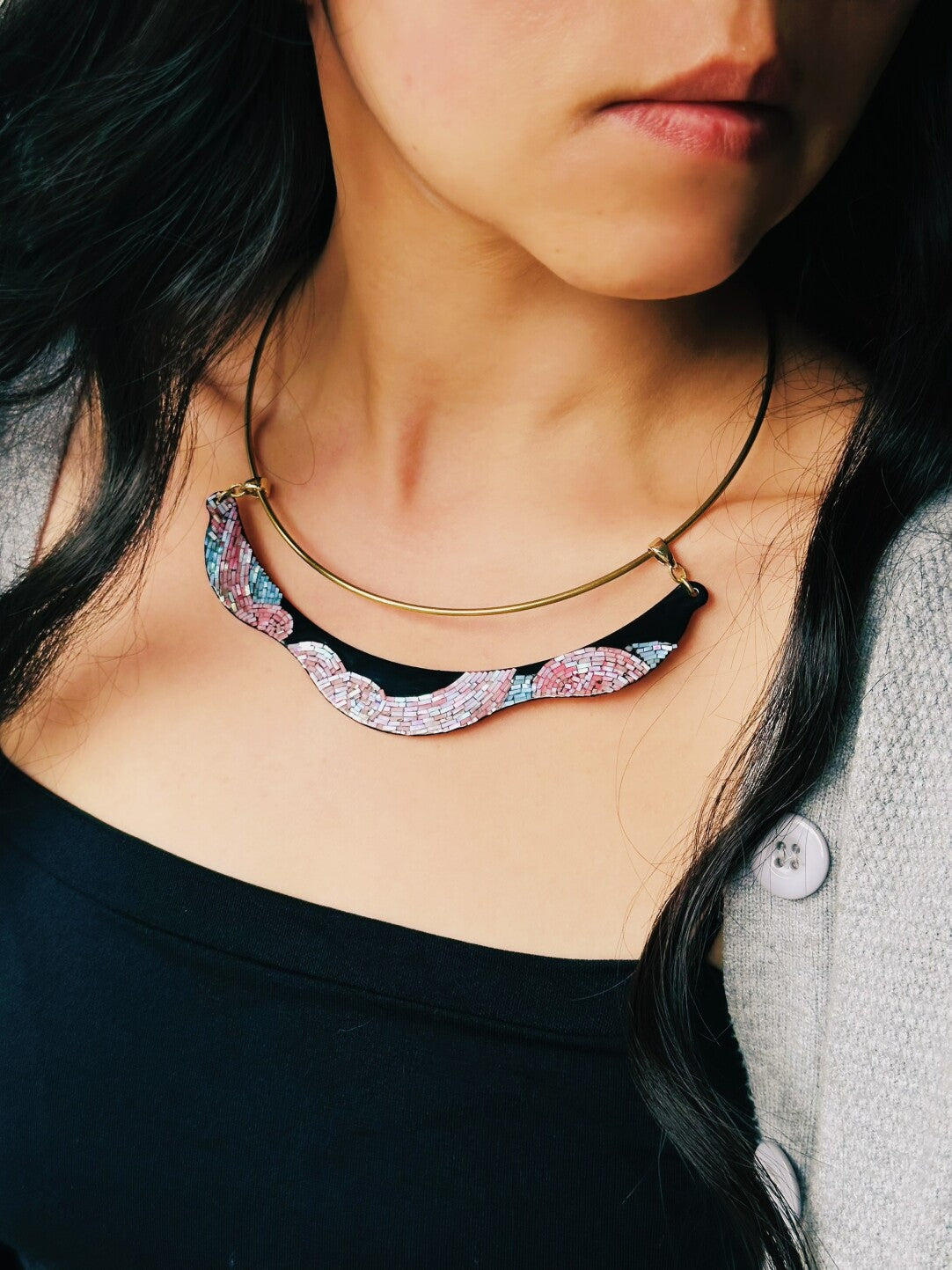 Sunset Impression Lacquer Choker,Lumivault.