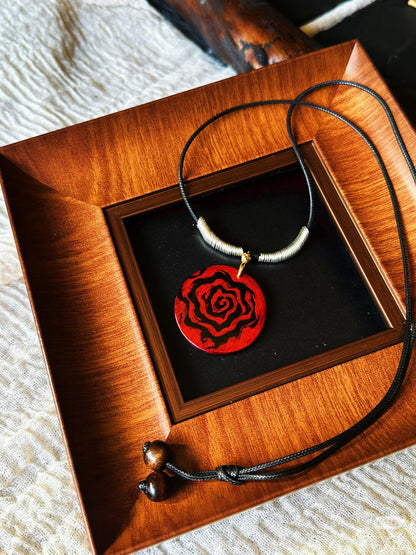 Vintage Seven Crows Lacquer Necklace