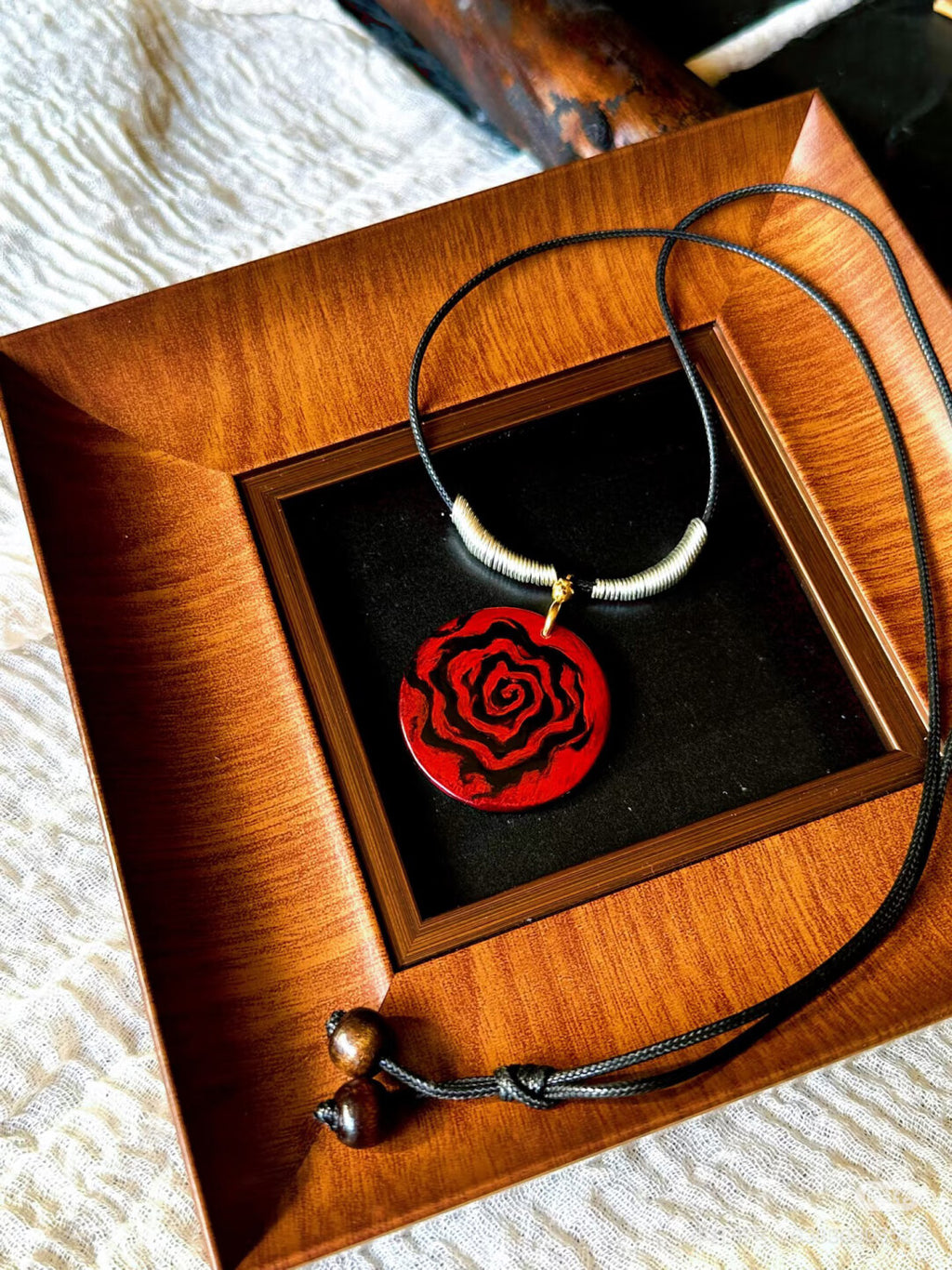 Vintage Seven Crows Lacquer Necklace,Lumivault.