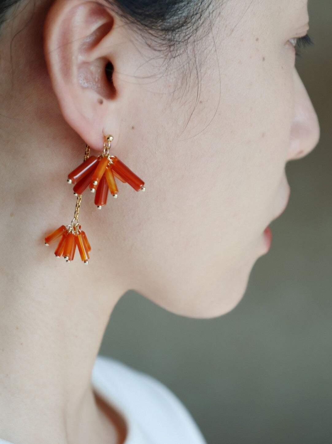Chinoiserie New Year Red Firecrackers Earrings