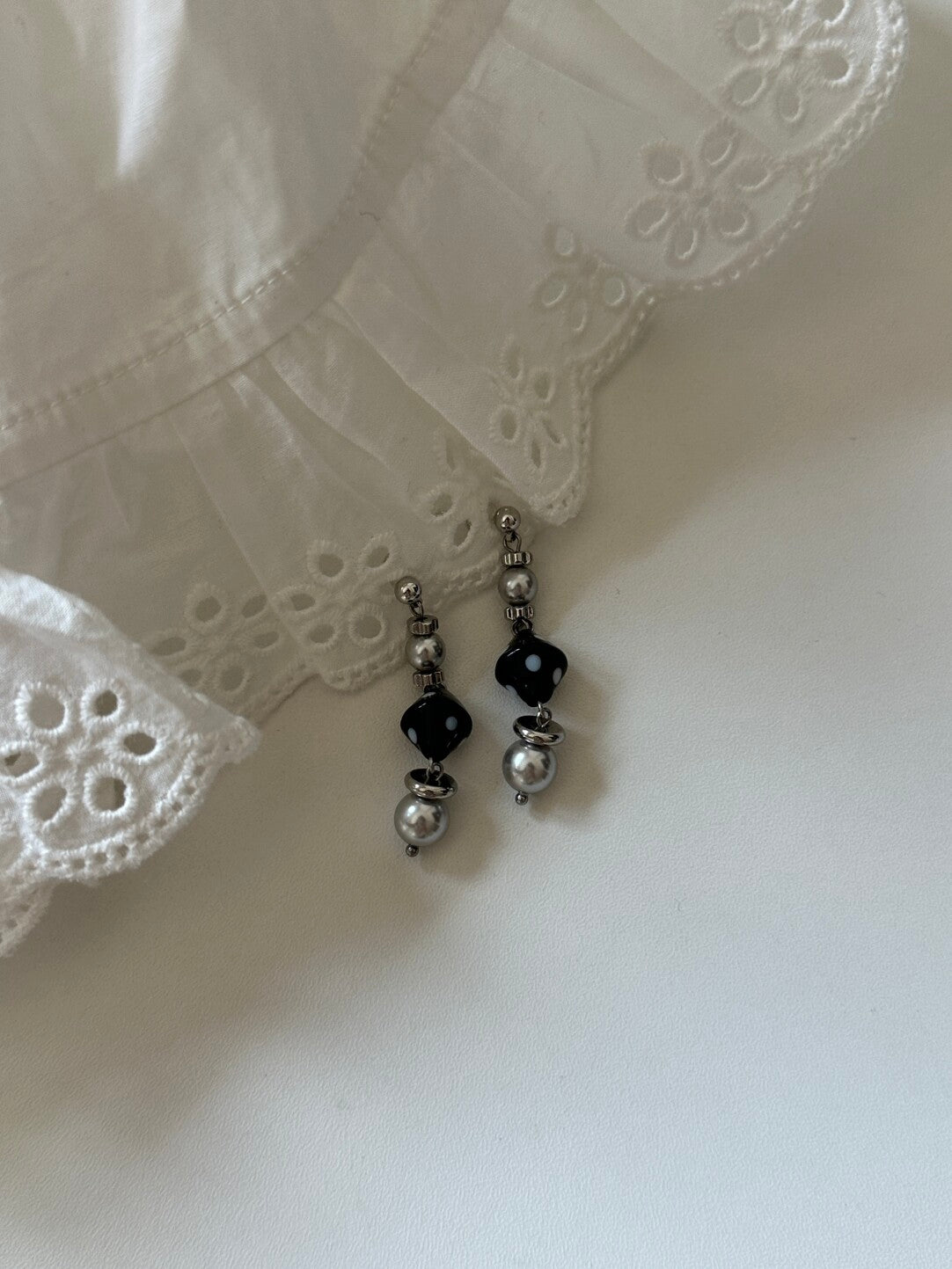 Retro Polka Dot Beaded Earrings,Clips,Lumivault.