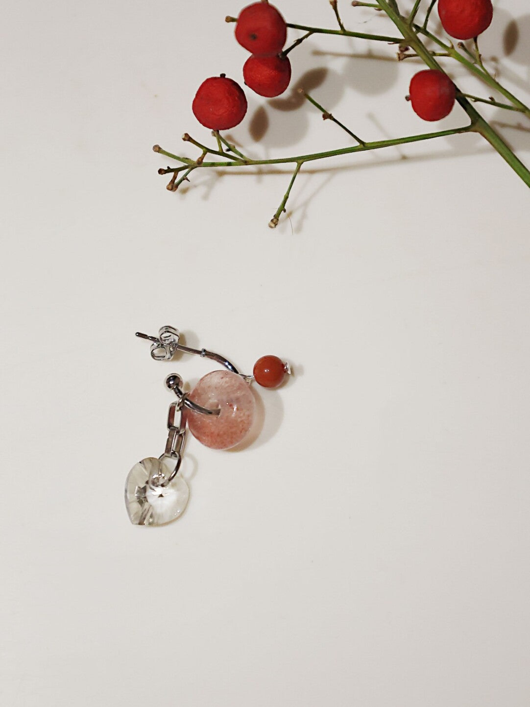 Handmade Pink Heart Shaped Tassel Earrings,Lumivault.