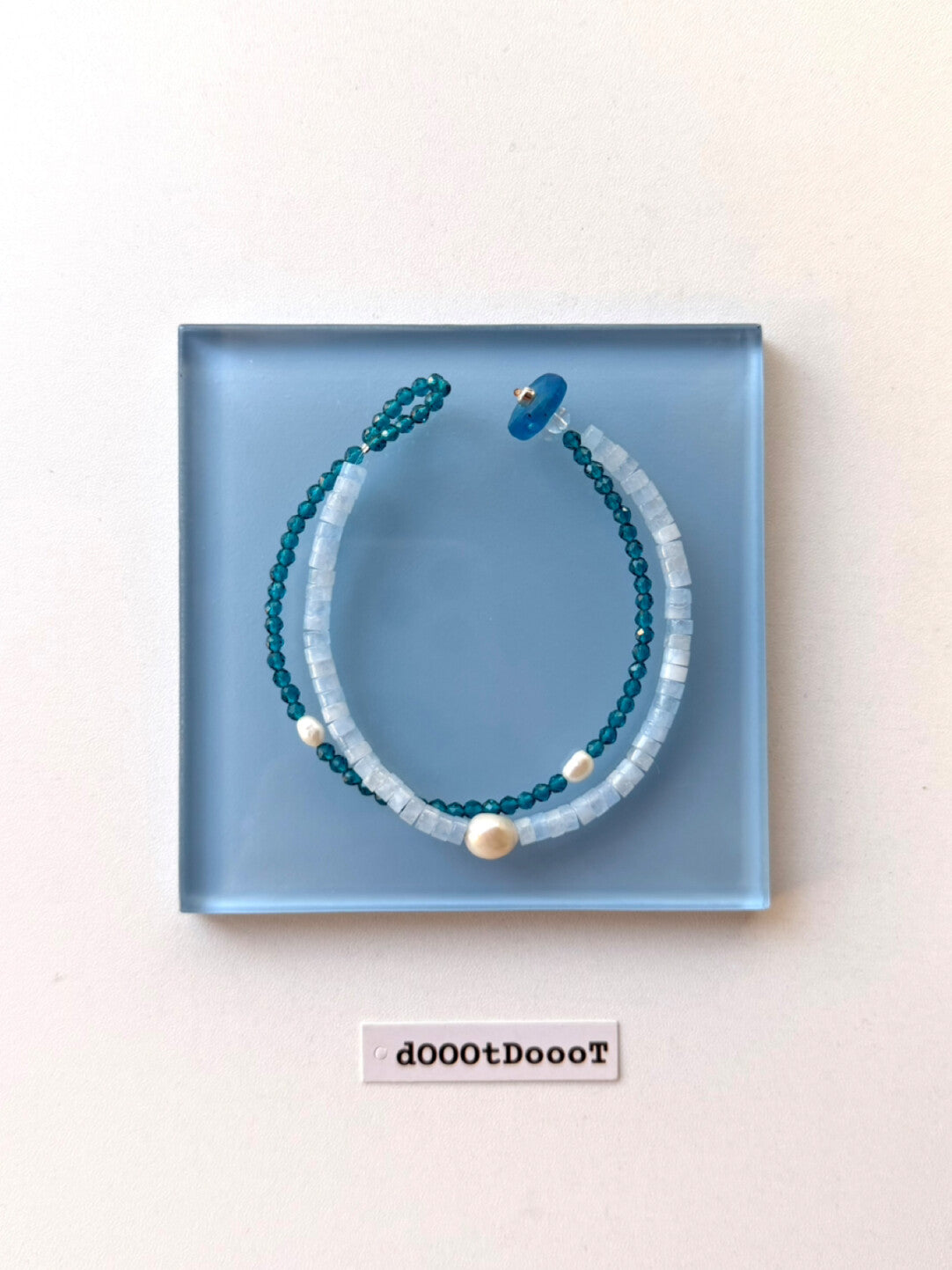 Blue Natural Stone Pearl Beaded Bracelet Necklace,Lumivault.