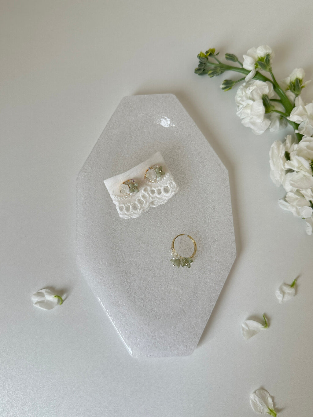 Spring Preface Floral Beaded Earrings/Ring,Lumivault.