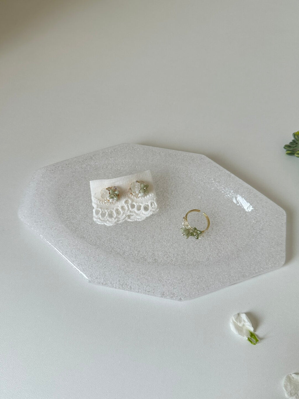 Spring Preface Floral Beaded Earrings/Ring,Lumivault.