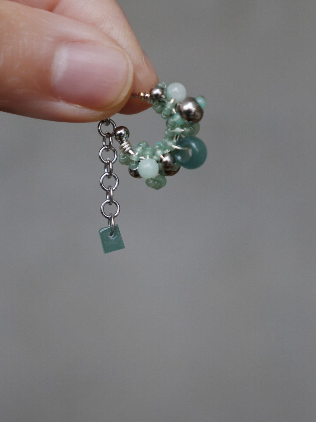 Chinoiserie Cool Green Flower Earrings,Lumivault.