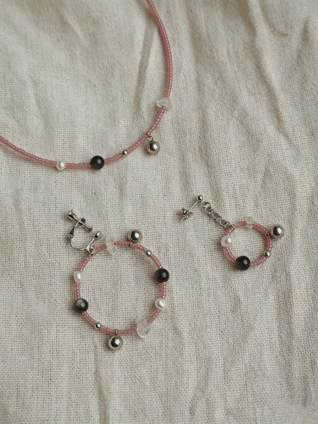 Summer Pink Sweet Cool Earrings Necklace - Lumivault