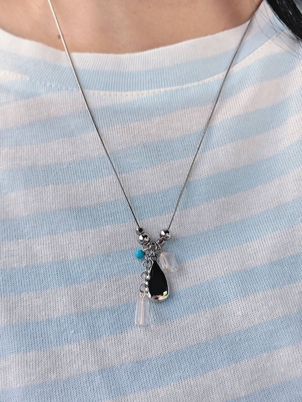 Handmade Blue Silver Summer Necklace - Lumivault