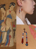 Chinoiserie Seeking Plum Dangle Earrings - Lumivault