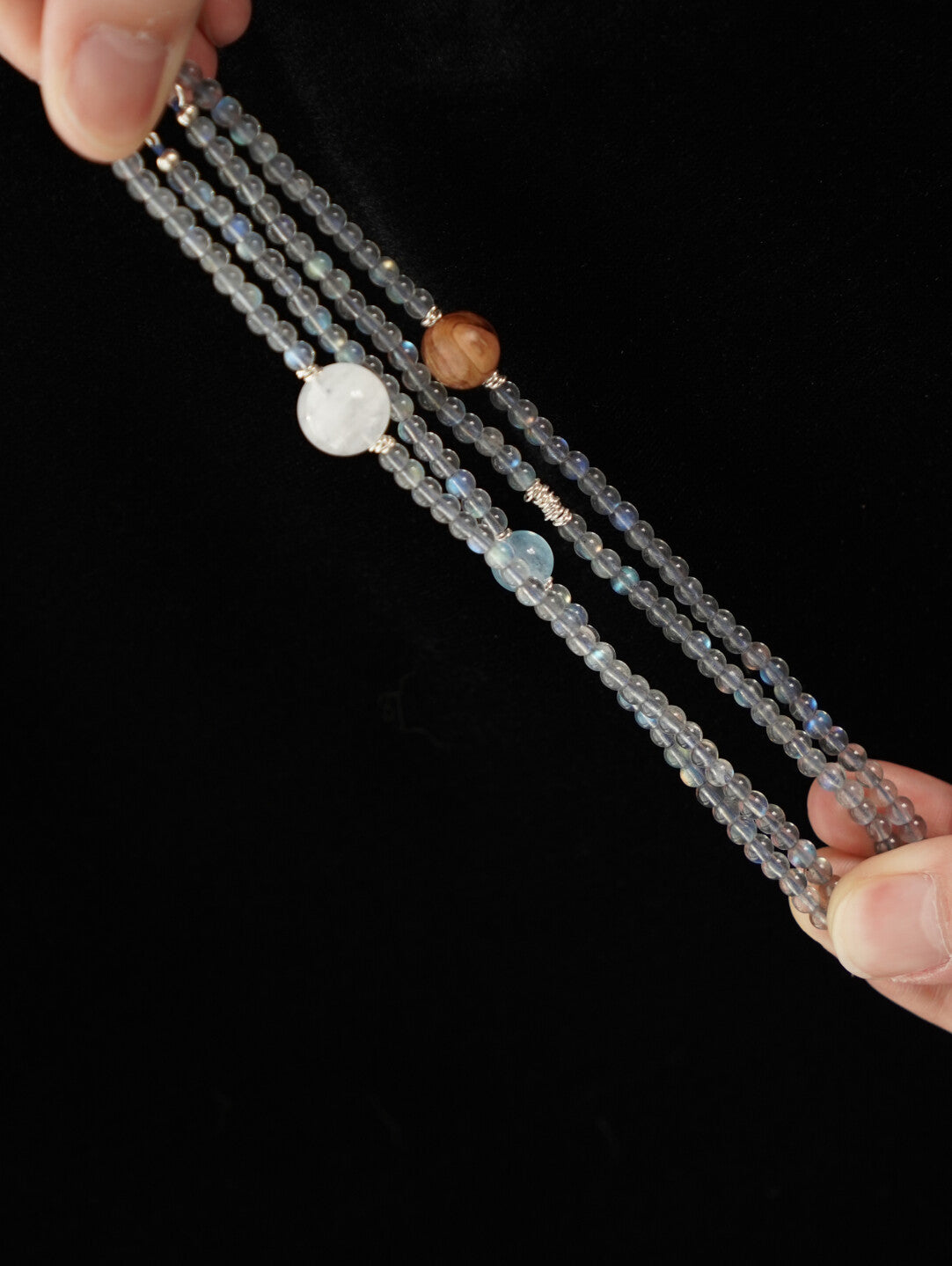 Wandering Star Moonstone Spirit Wood Bracelet - Lumivault