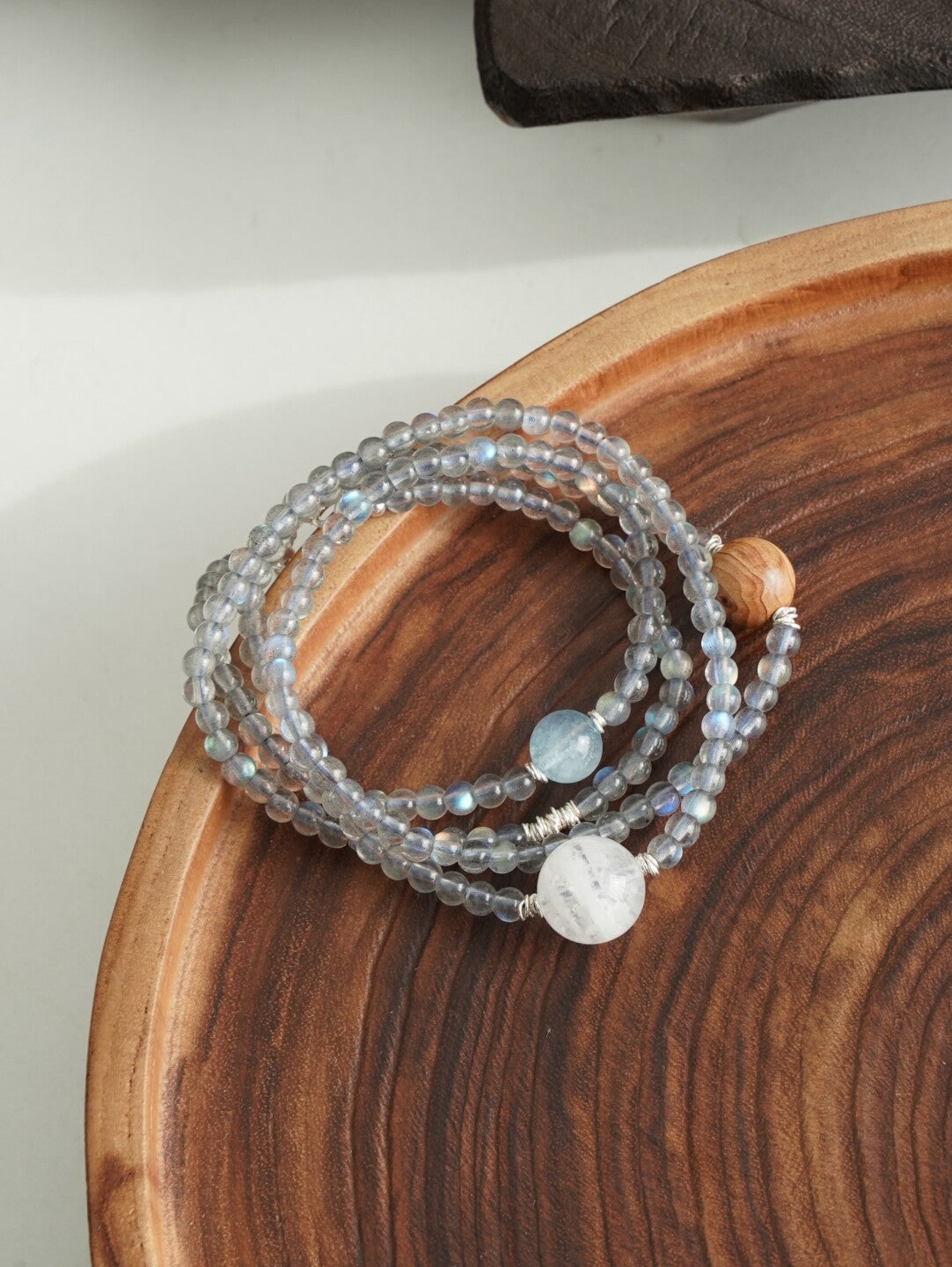 Wandering Star Moonstone Spirit Wood Bracelet - Lumivault