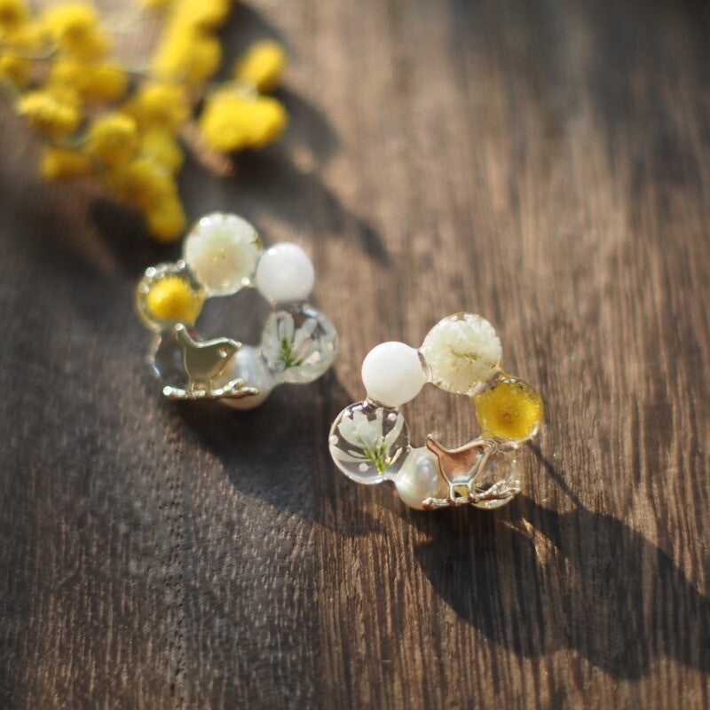 Blooming Circle Resin Earrings,Lumivault.