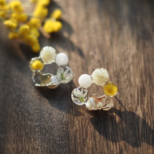 Blooming Circle Resin Earrings,Lumivault.