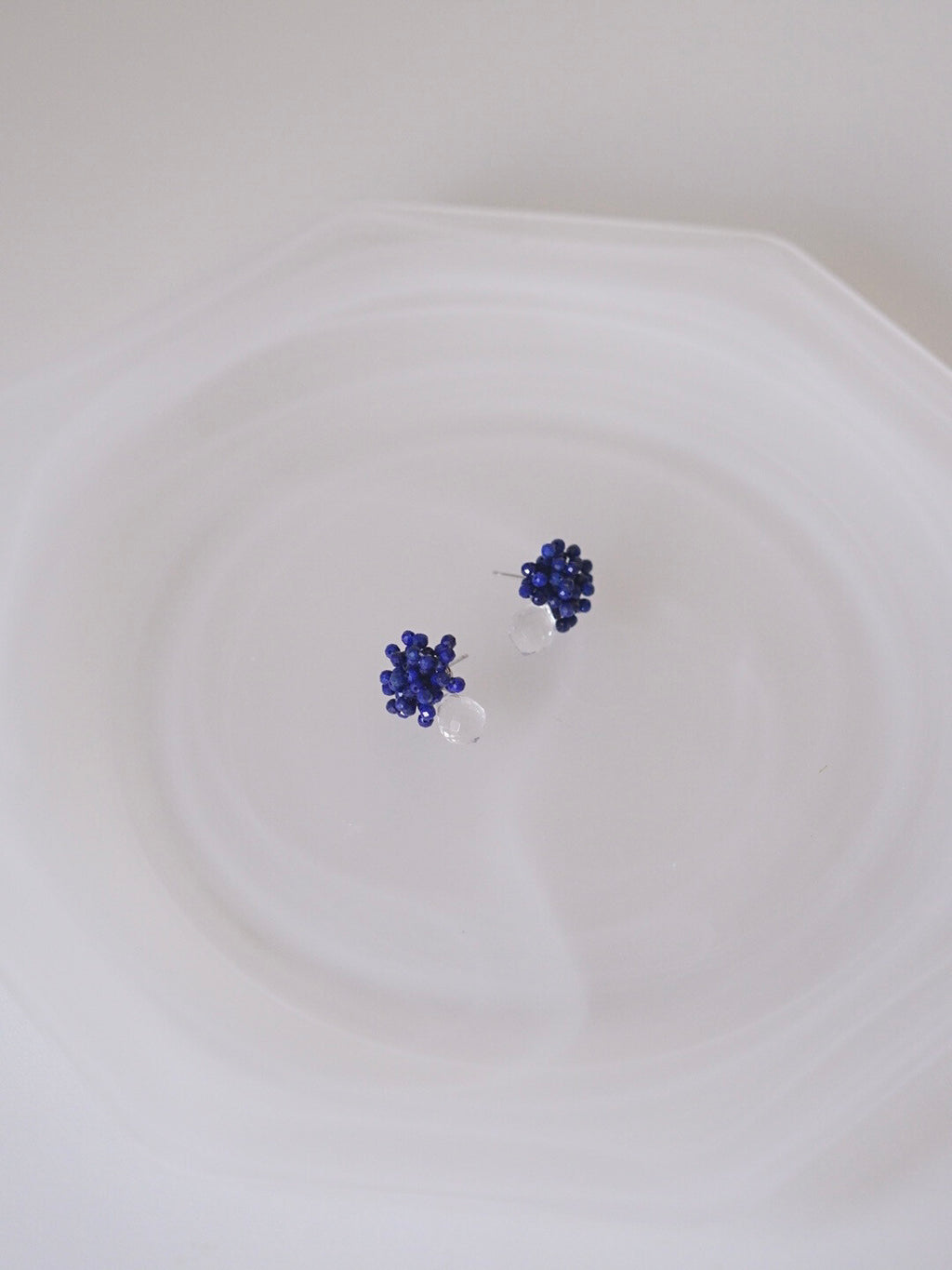 Original Blue Flower Cluster Crystal Earrings,Lumivault.