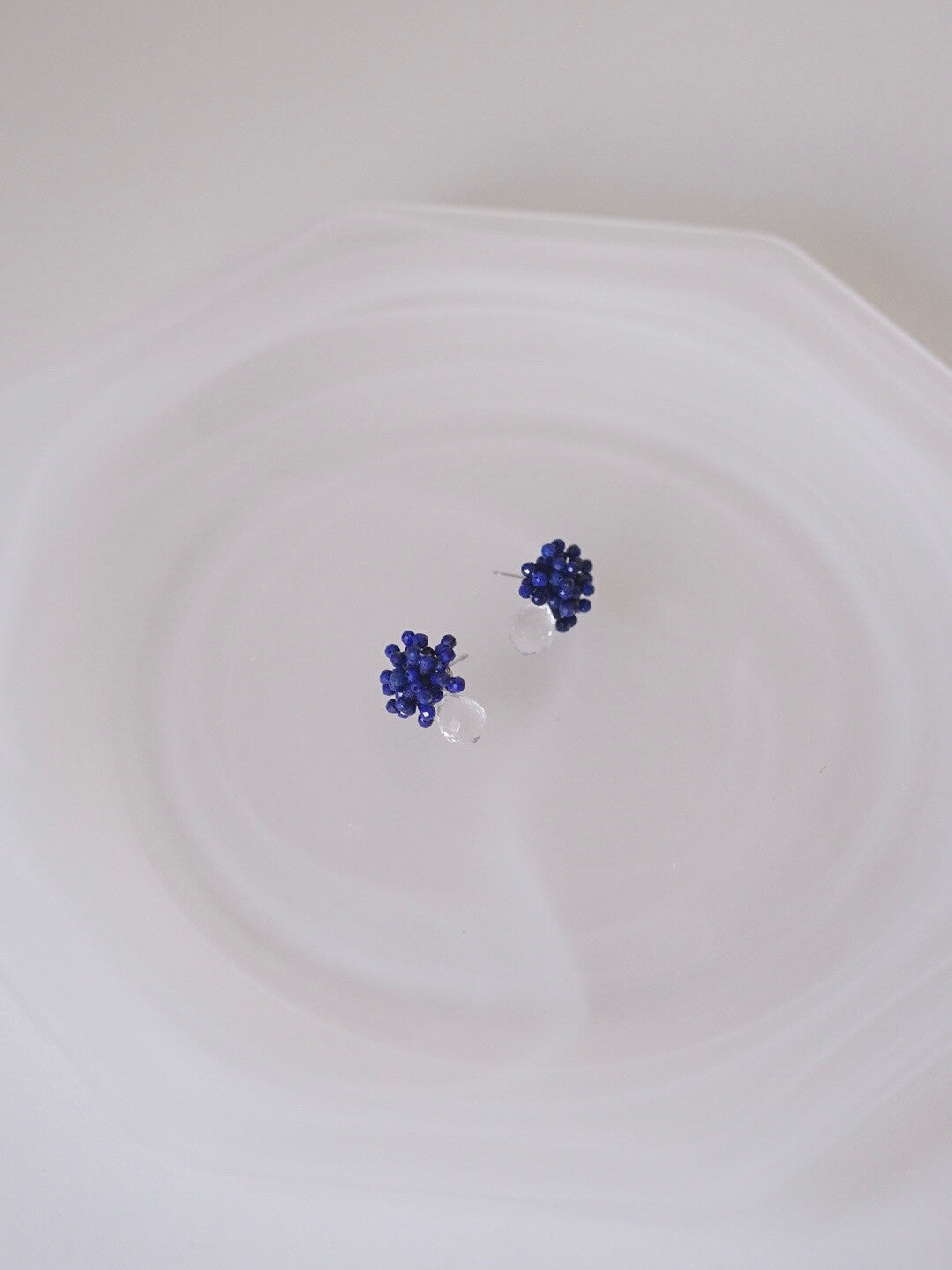 Original Blue Flower Cluster Crystal Earrings,Lumivault.