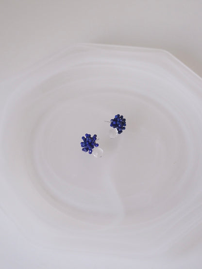 Original Blue Flower Cluster Crystal Earrings
