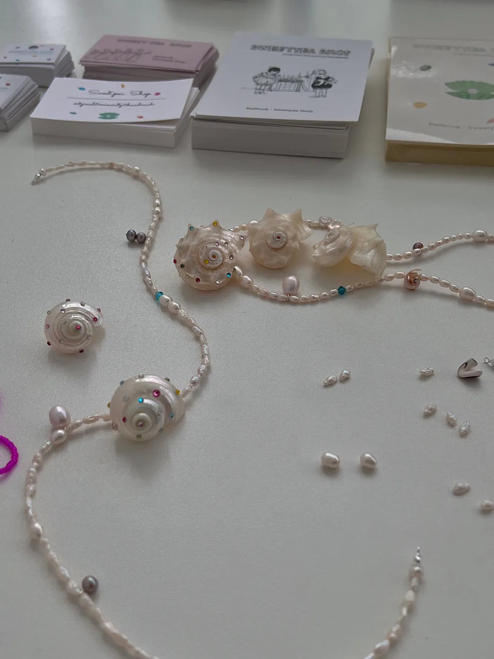Handmade Freshwater Keshi Pearl Conch Necklace,Lumivault.