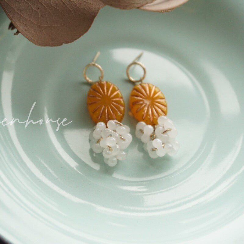 Orange Candy Beaded Earrings,Lumivault.
