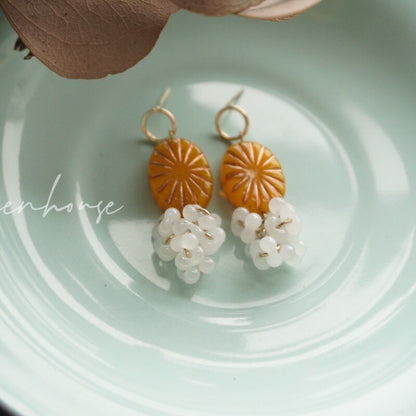 Orange Candy Beaded Earrings