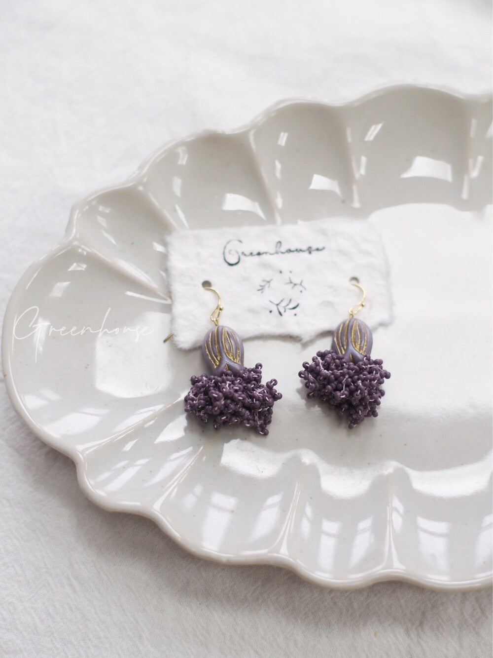 Crochet Tulip Drops Beaded Earrings,Lumivault.