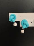 Knot & Stone Earrings,Blue / Studs,Lumivault.