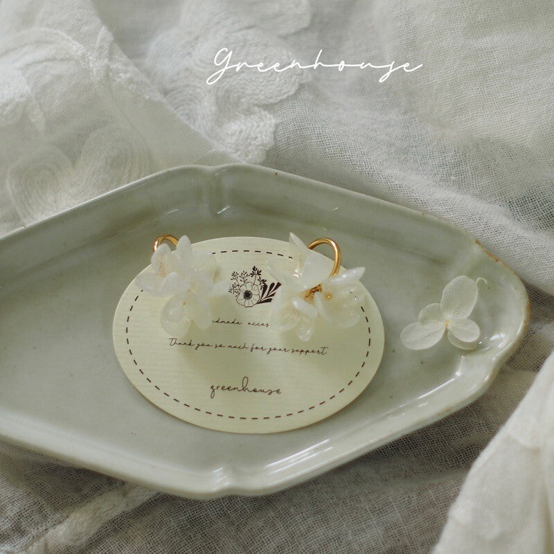 White Hydrangea Earrings,Lumivault.