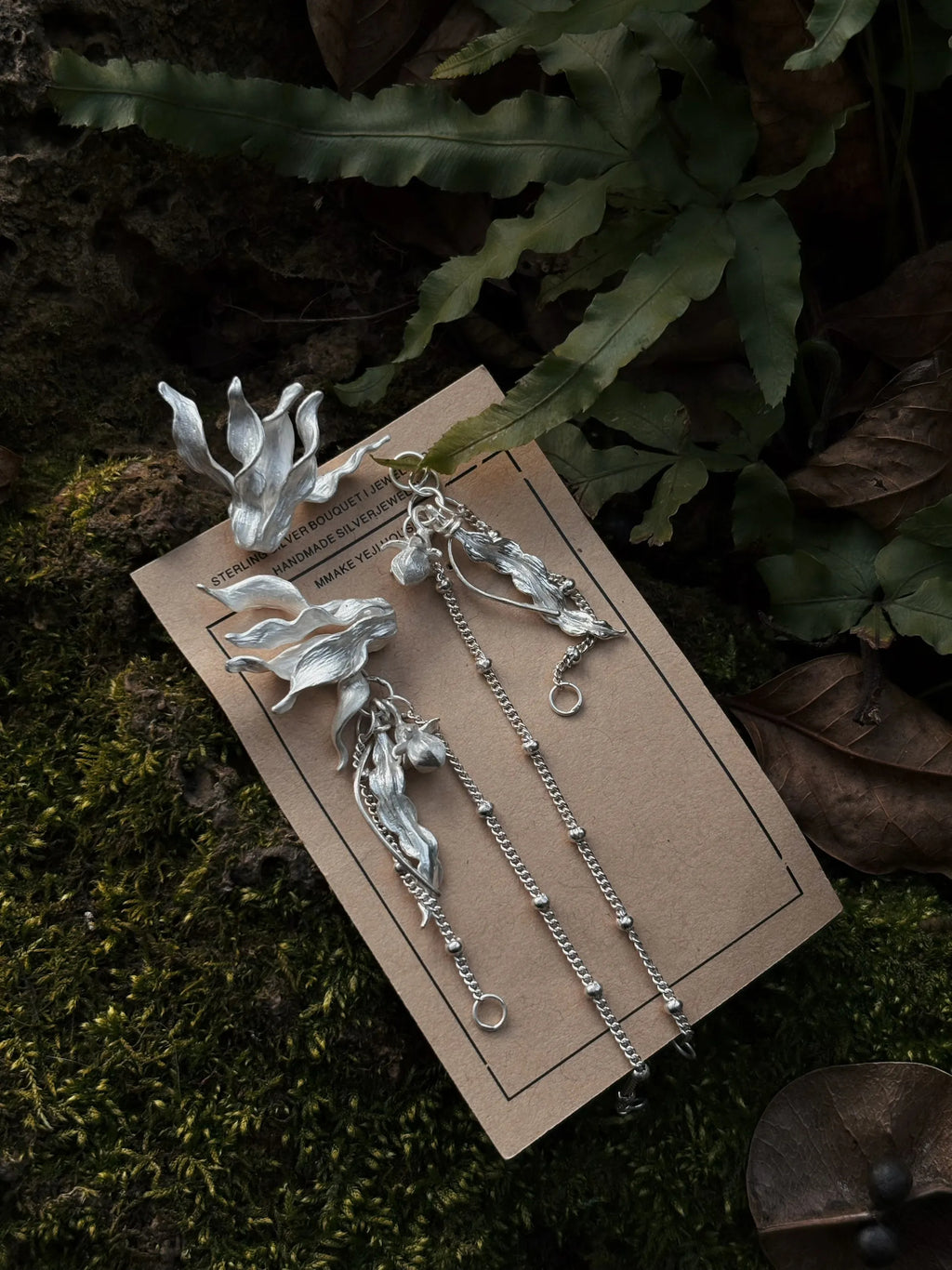 Sterling Silver Cyclamen Earrings,Lumivault.