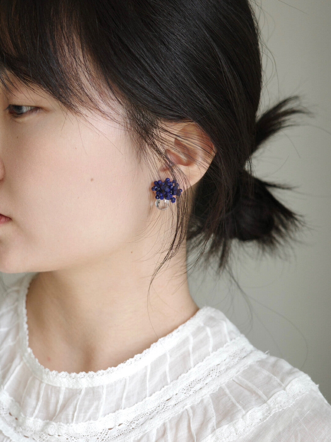 Original Blue Flower Cluster Crystal Earrings,Lumivault.