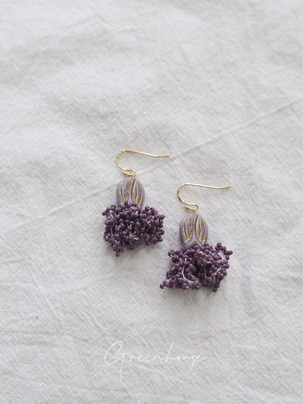Crochet Tulip Drops Beaded Earrings,Lumivault.