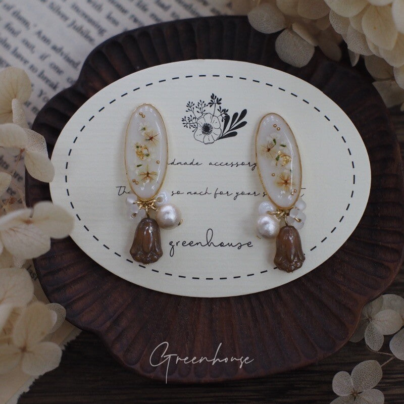 Pressed Memory Vintage Beaded Earrings,Lumivault.