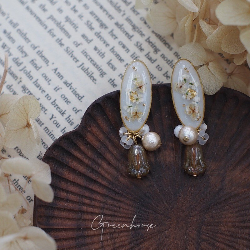 Pressed Memory Vintage Beaded Earrings,Lumivault.