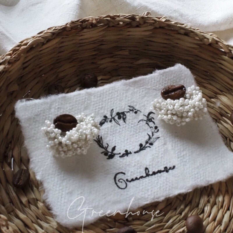 Coffee&Lace Beaded Earrings,Lumivault.