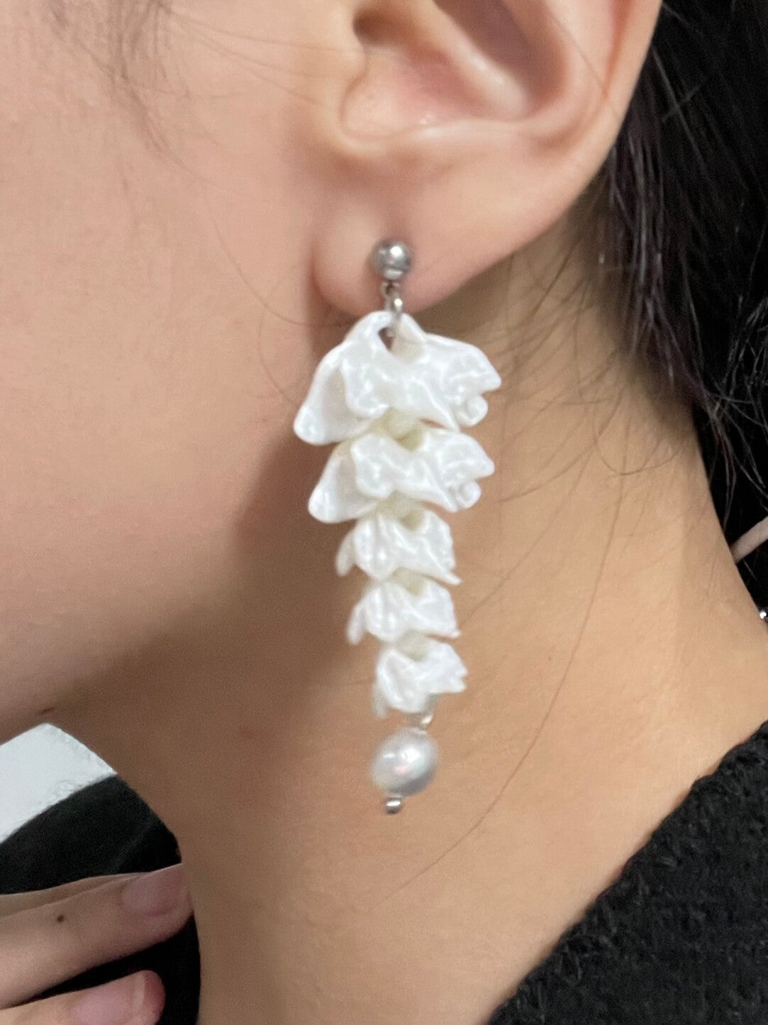 Bone flower Bead Earrings,Lumivault.