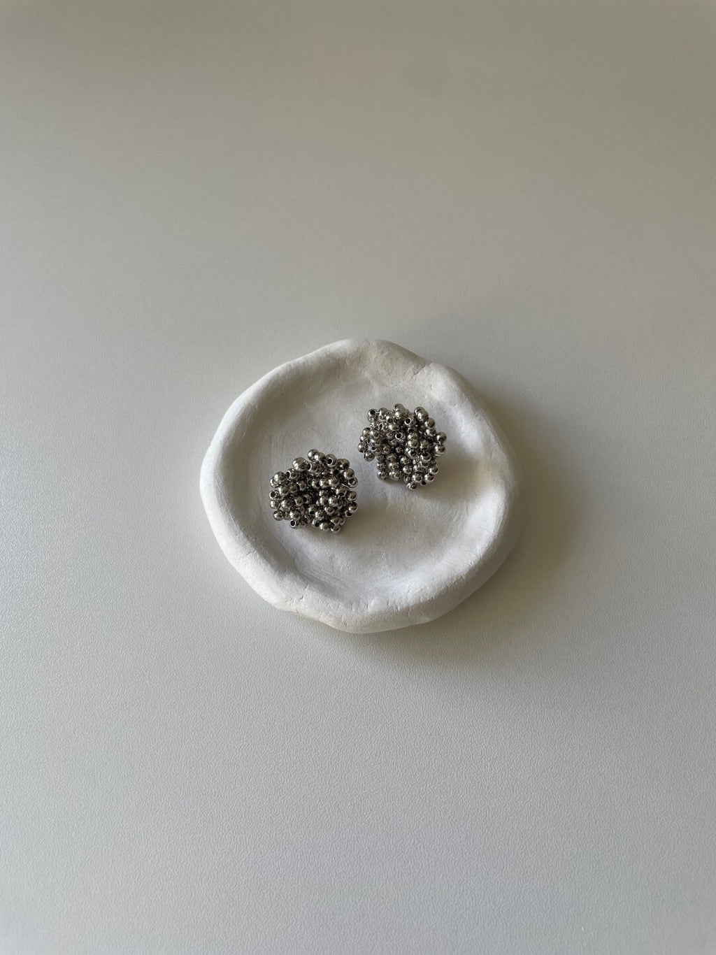 Silver Flower Beaded Earrings,Lumivault.