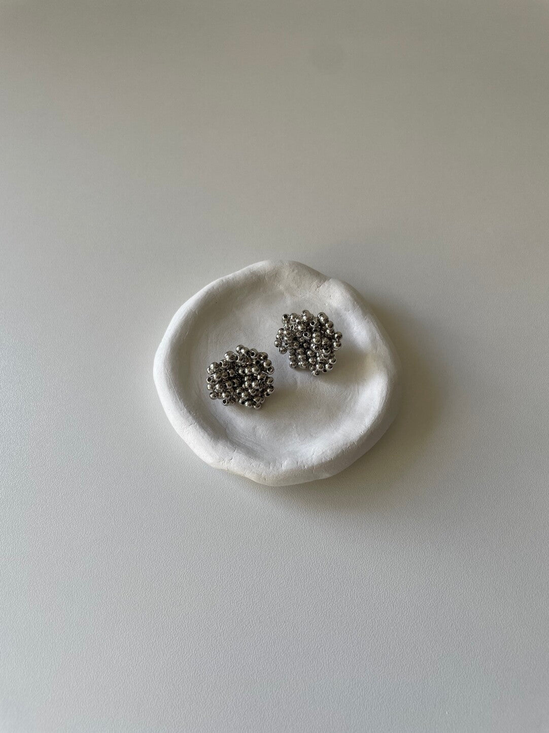 Silver Flower Beaded Earrings