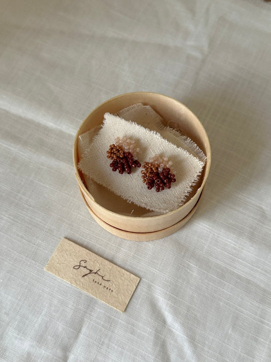 Original Retro Pink-Brown Beaded Earrings