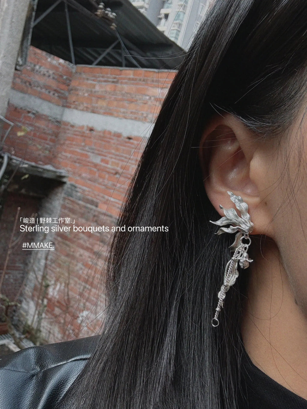 Sterling Silver Cyclamen Earrings,Lumivault.