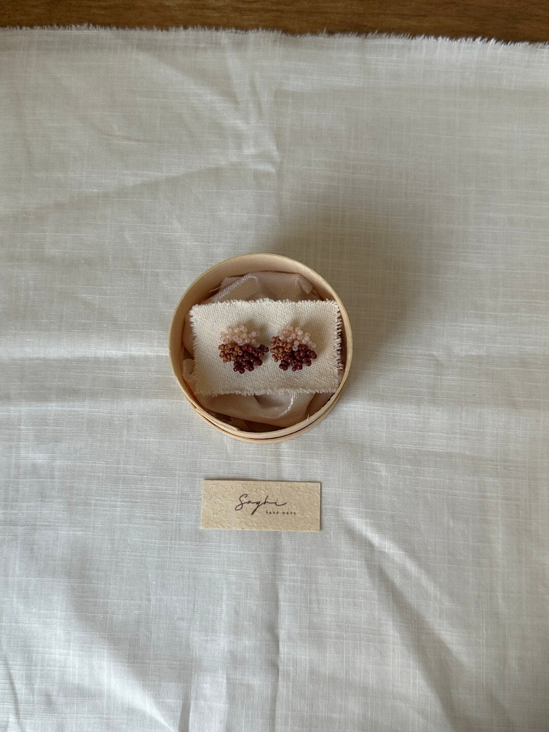 Original Retro Pink-Brown Beaded Earrings